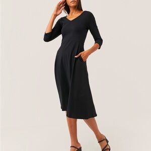 Pact Organic Black Fit & Flare Midi Party Dress Size Small